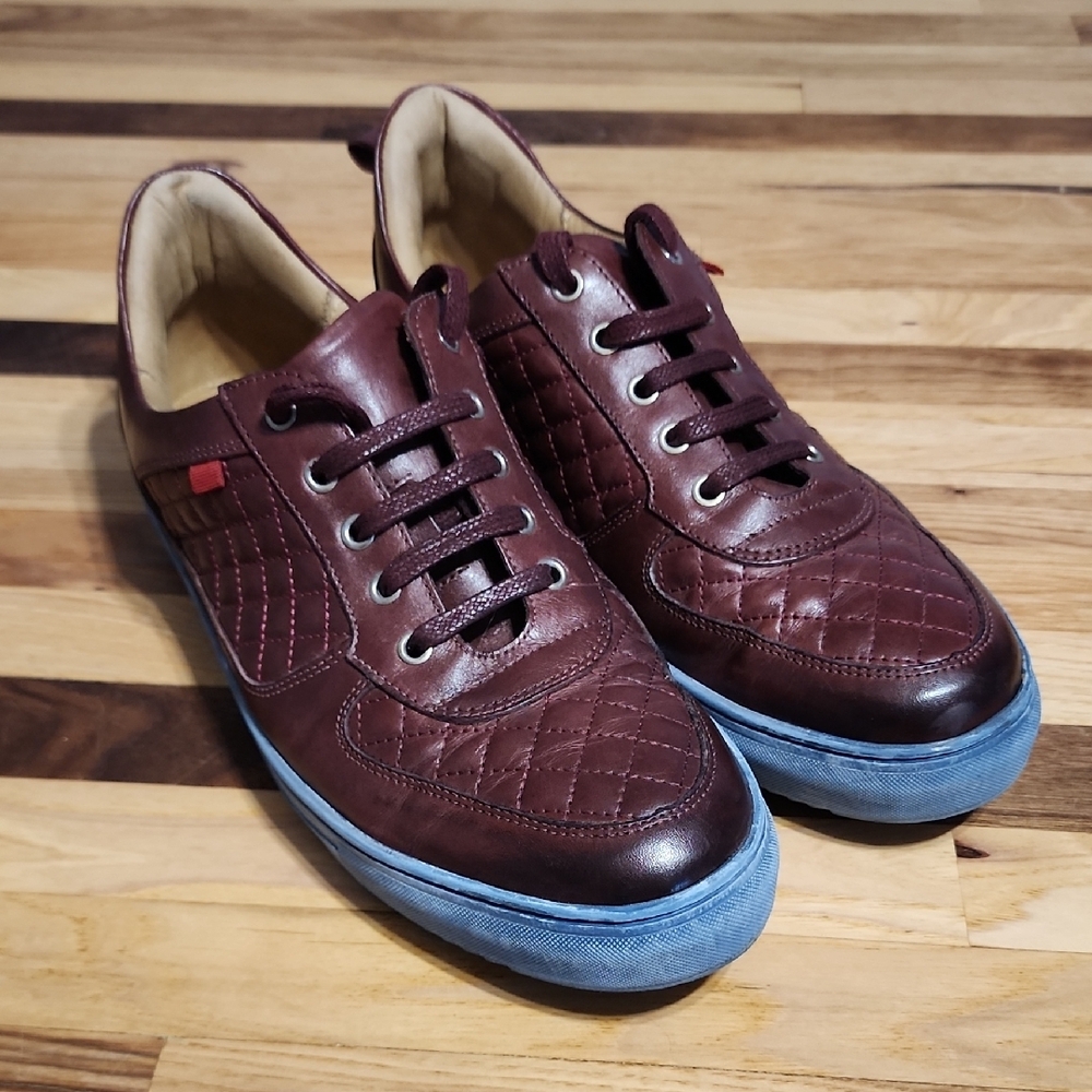 Marc Joseph Blue and Brown Sneakers with Perforated Design